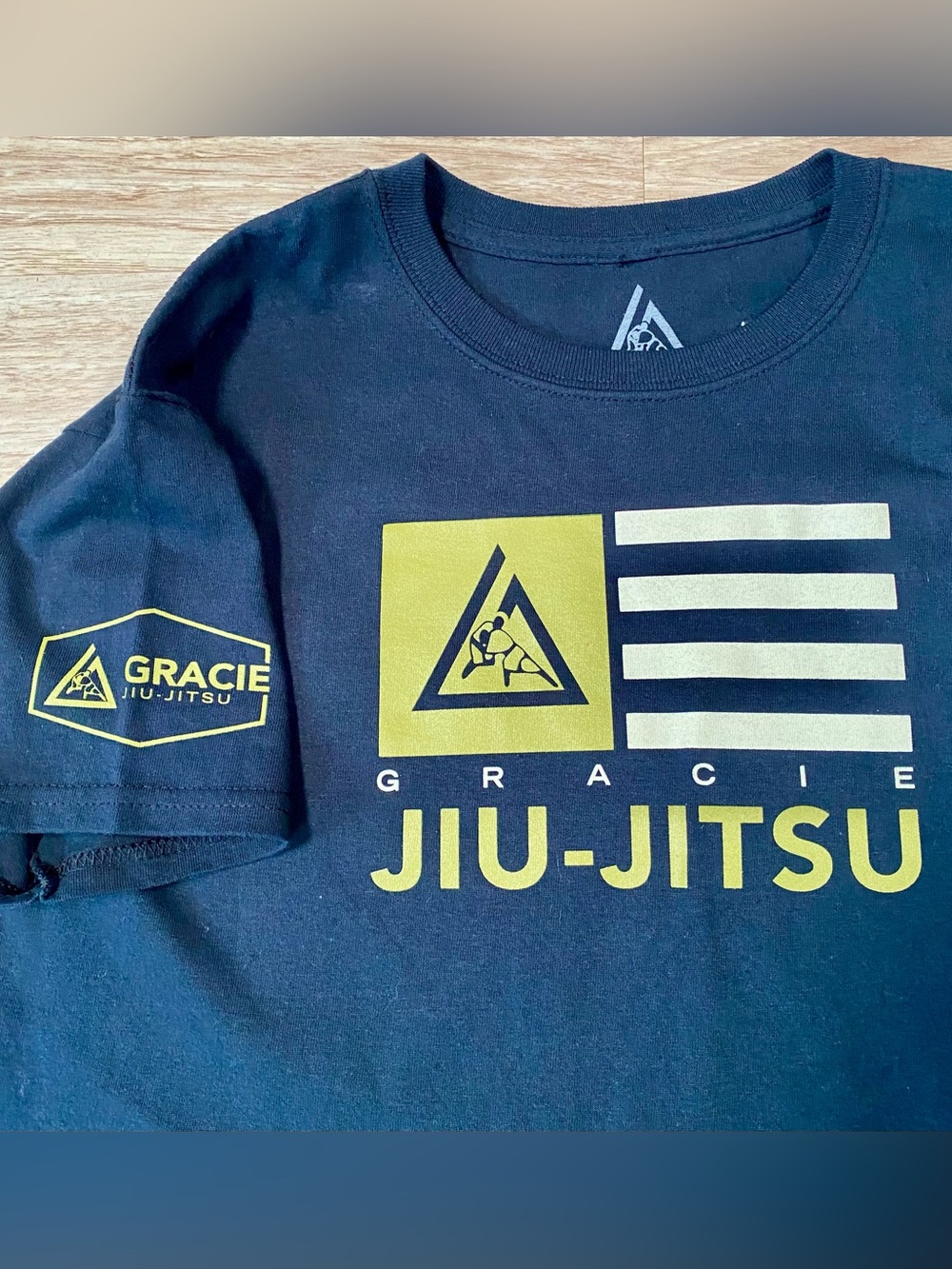 Gracie Jiu Jitsu T-Shirt Mens Large Navy Blue Short Sleeve 100% Cotton Tee Shirt